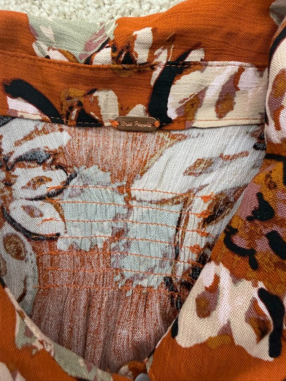 Free People Good Vibrations Printed Blouse Size L - Picture 5 of 10